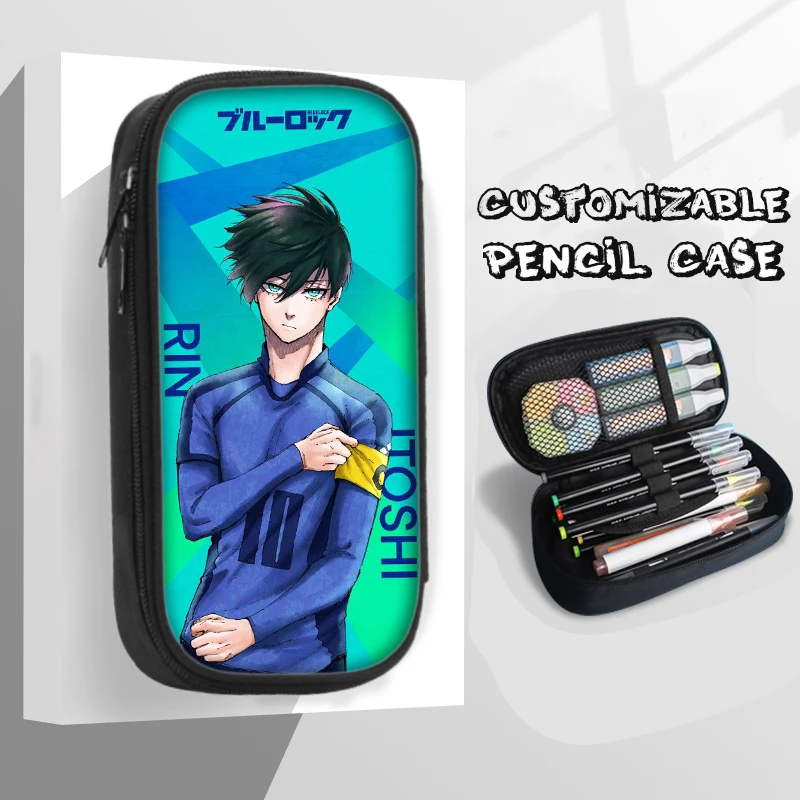 

Пеналы Itoshi Rin с синим замком 21 см х 10 см, канцелярские принадлежности, хранение, футбол, спорт, аниме, студенты, холст, товары для школы