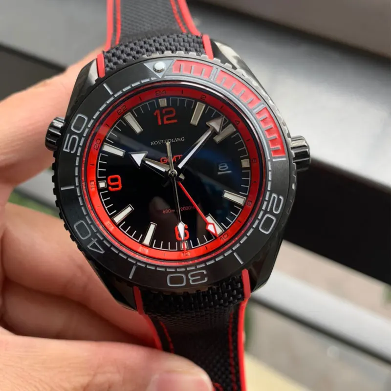 

Мужские автоматические механические часы GMT 45,5 мм 316L чехол из нержавеющей стали Керамическая рамка водонепроницаемый светящийся