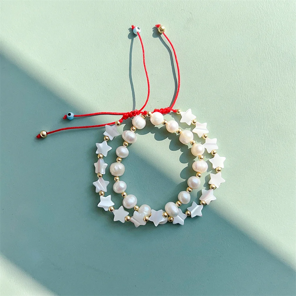 

Go2boho Freshwater Pearl Bracelet Jewelry Natural Shell Star Bracelets Valentines Day Gifts for Friends Friendship Jewelry Sets