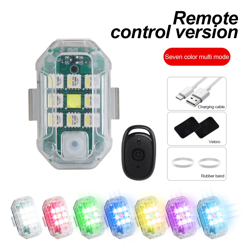 Wireless Remote Control LED Strobe Light for Car Auto Motorcycle Bike Drone Scooter Anti-collision Warning Lamp Flash Indicator