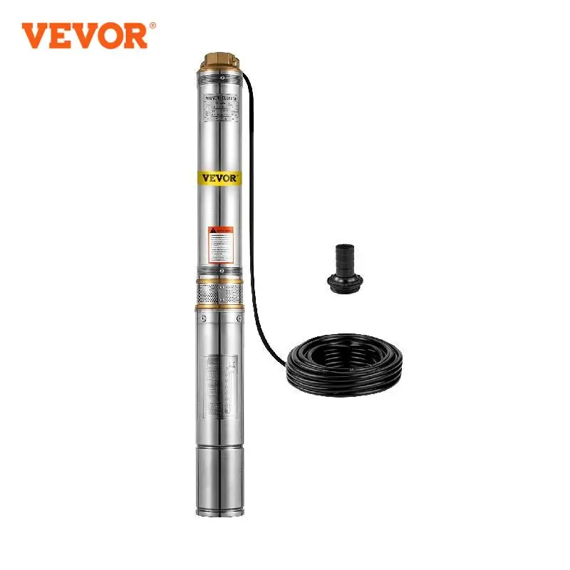 

VEVOR 1 HP Submersible Deep Well Pump 33GPM 207ft Head With 9.8ft Cable Water Pumps Stainless Steel for Farmland Irrigation Use