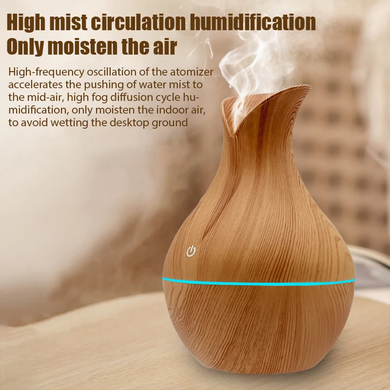 

Wood Grain Usb Colorful Lamp Office Air Humidifier Creative Vase Humidifier Ball Marquee Essential Oil Diffuse Aroma Diffuser
