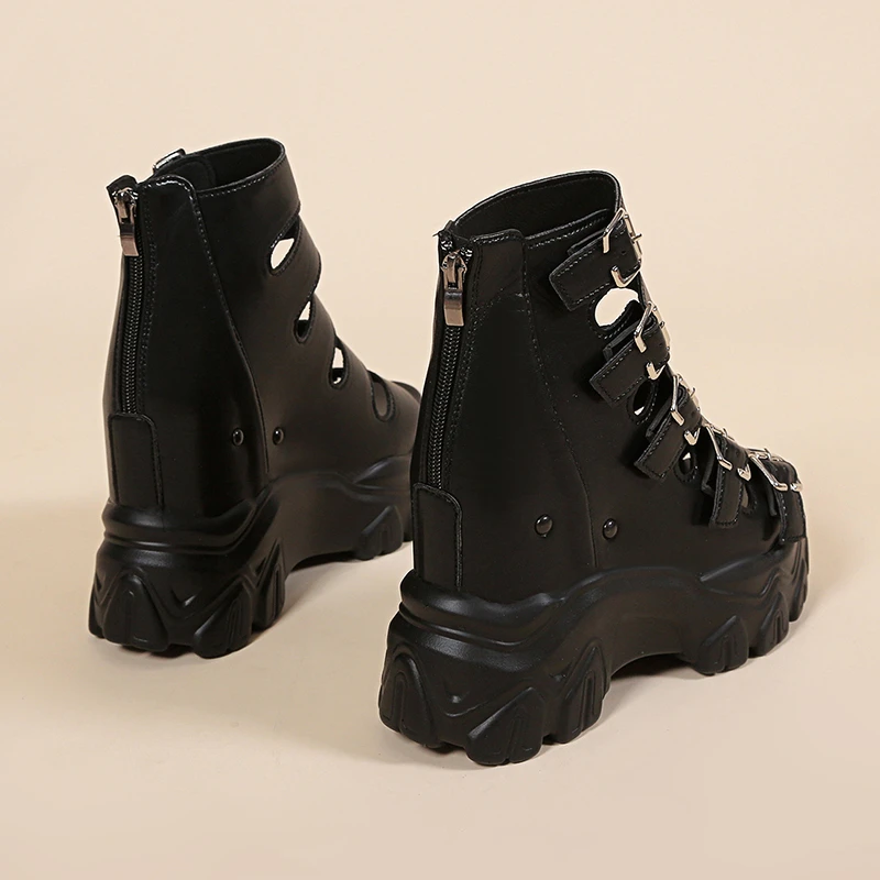 Women Gladiator Sandals Summer 6CM Ladies Beach Wedge Slippers New 2023 High Platform Chunky Hollow Buckle Shoes Sandalias Mujer