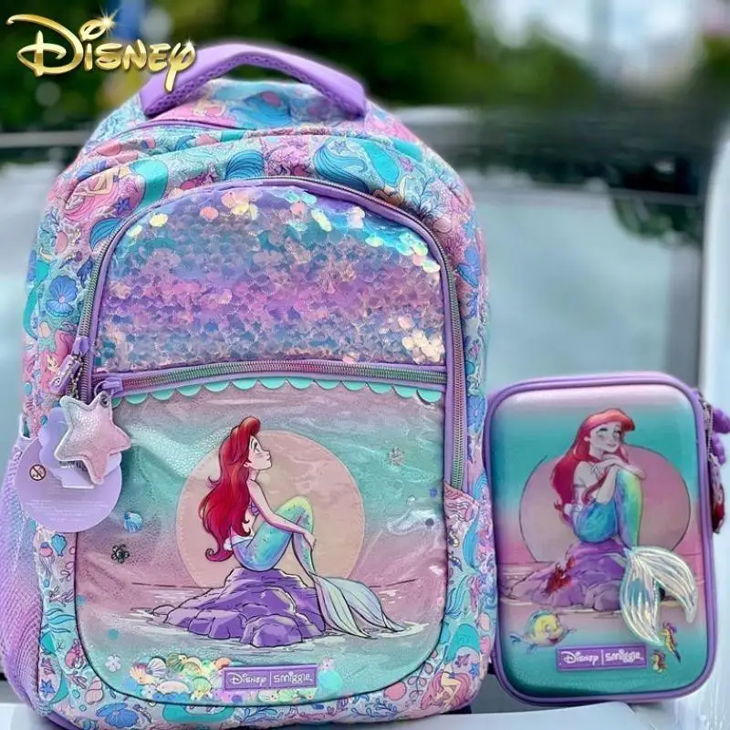 

Disney School Bag Mermaid Shell Children Stationery Backpack Student Pen Case Backpack Lunch Bag Set Student Cartoon Backpack