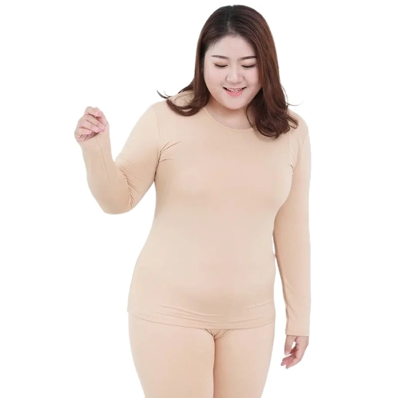 

Richkeda Store 5XL Long Sleeve Women Plus Size Thermal Long Johns Autumn Women Long Johns Solid Warm Women Thermal Underwear