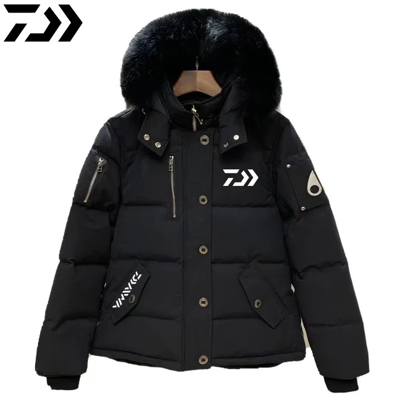 

Daiwa 2024 New Winter Down Jacket White Eiderdown Hooded Couples Extra Thick Down Jacket Coat Fashionable Outdoor Fishing Suit