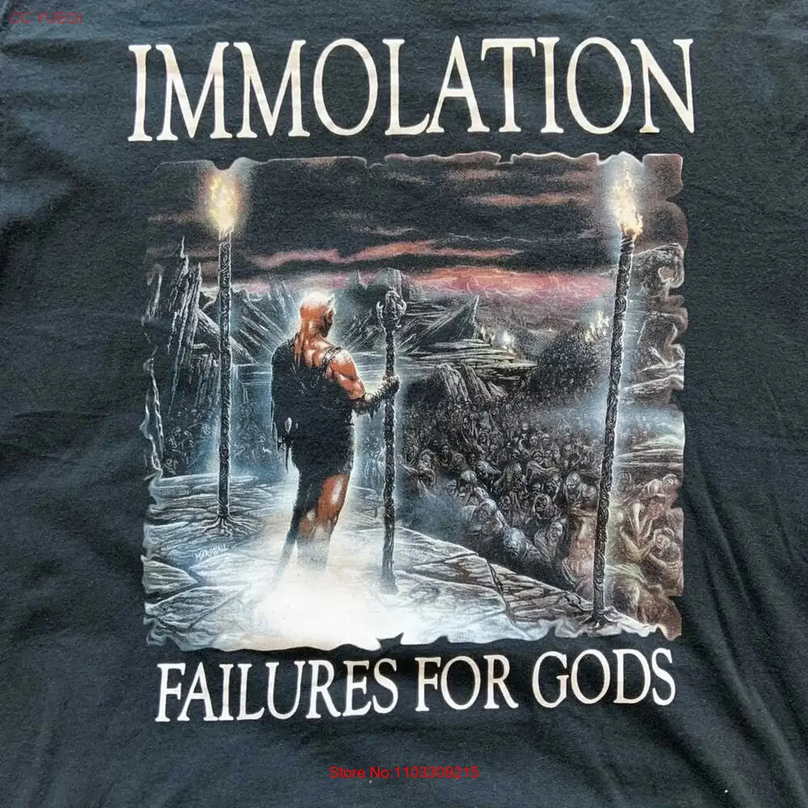 Фото Винтажная футболка Immolation Forever Unsaved Tour, концертная, размеры S-5XL, CM155, винтажная, с эффектом потертости, комфортная, модная, дышащая, мягкая. №1