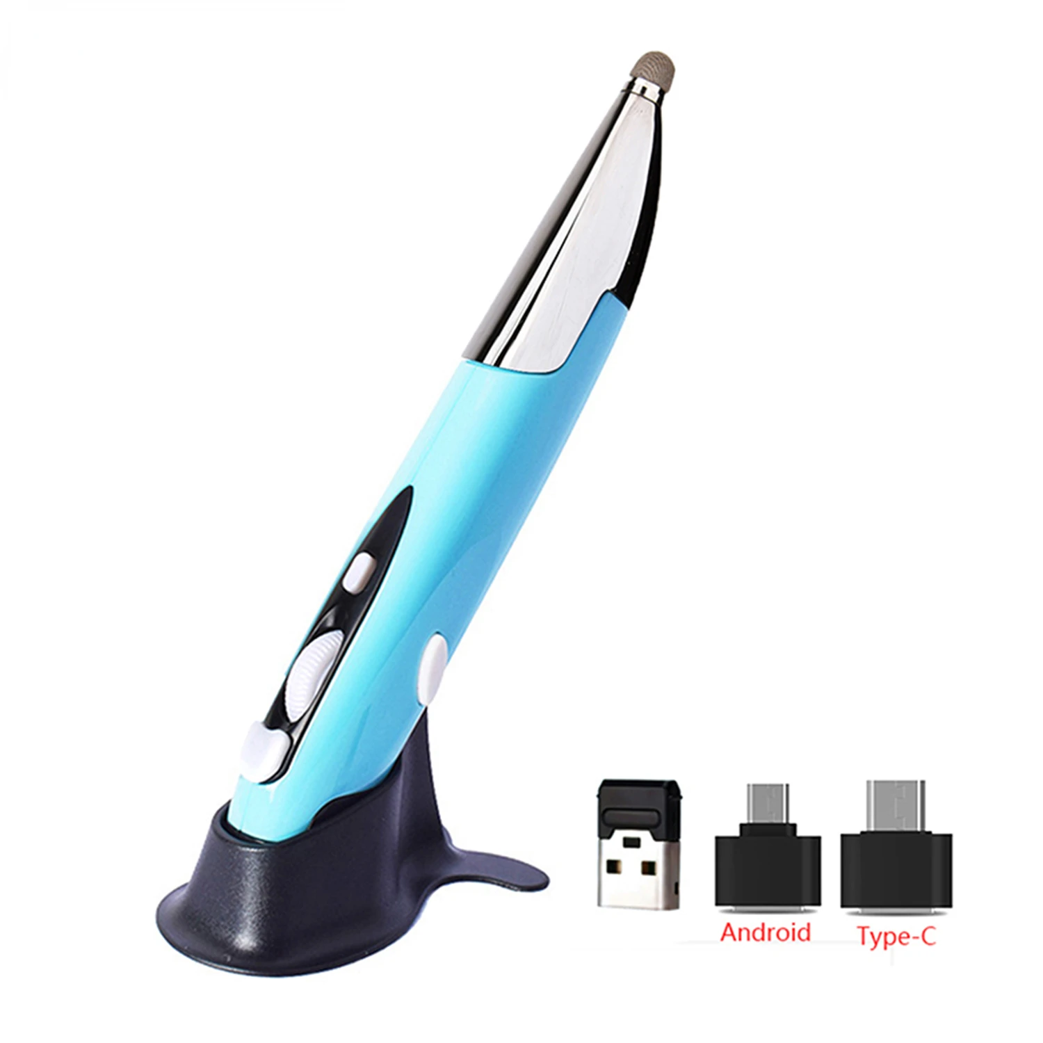 

DB32 USB Capacitive Pen _2.4G Wireless Mouse Pen Personality Creative Vertical Pen Shape Computer Stylus Battery Mouse