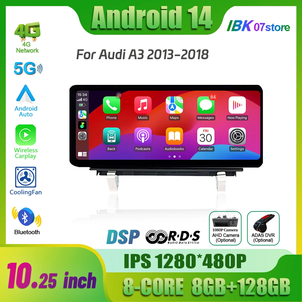 10 25 &quotAndroid 14 для Audi A3 2013-2018 автомобильный радиоприемник мультимедийная навигация