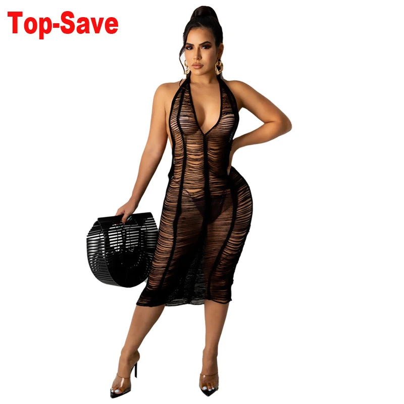 

Beachwear Short Dresses Sexy Transparent Hollow Out Vestidos 2024 Summer Backless White Bikini V-Neck Tassels Basic Women Dress