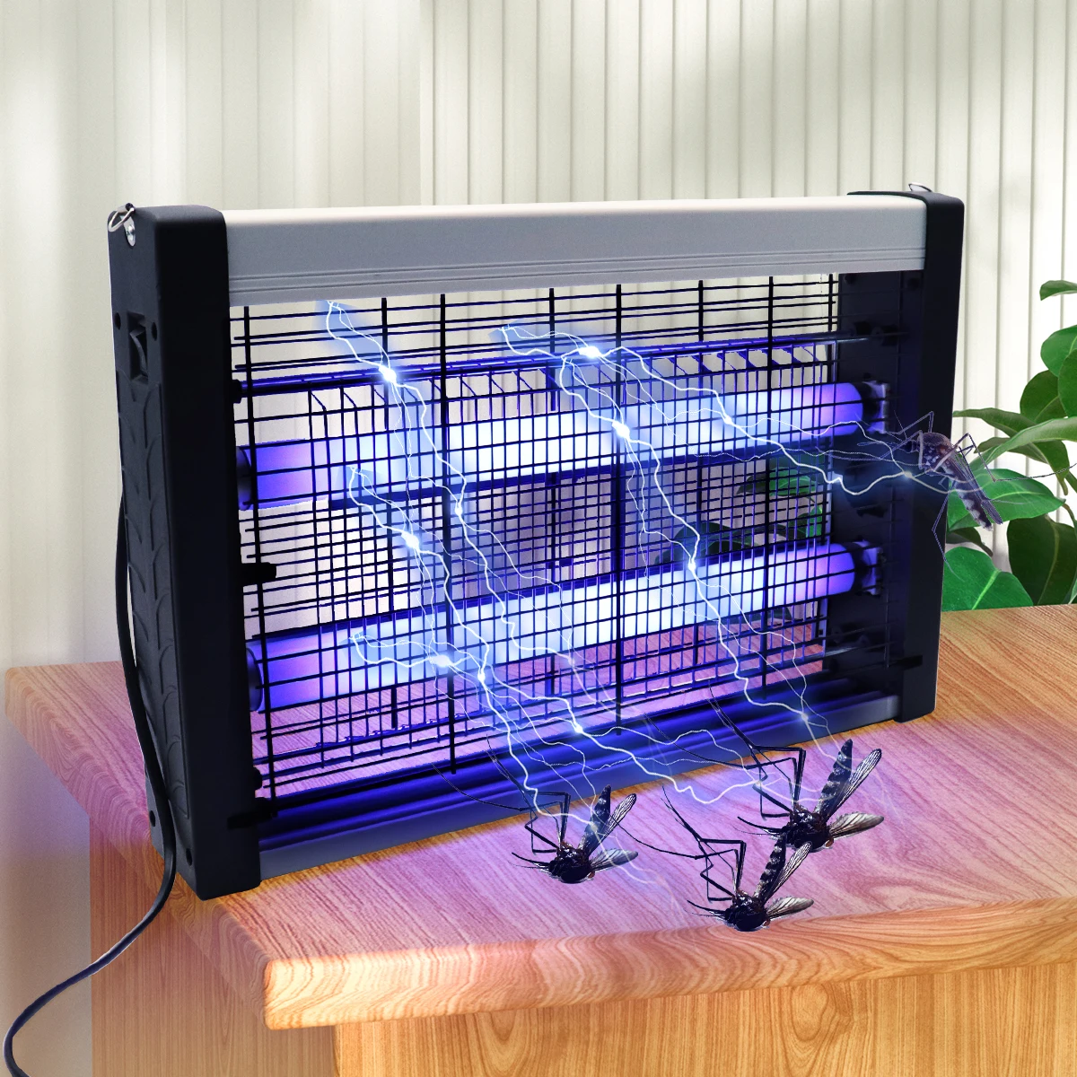 Лампа-ловушка для комаров с электрошоком настенное крепление