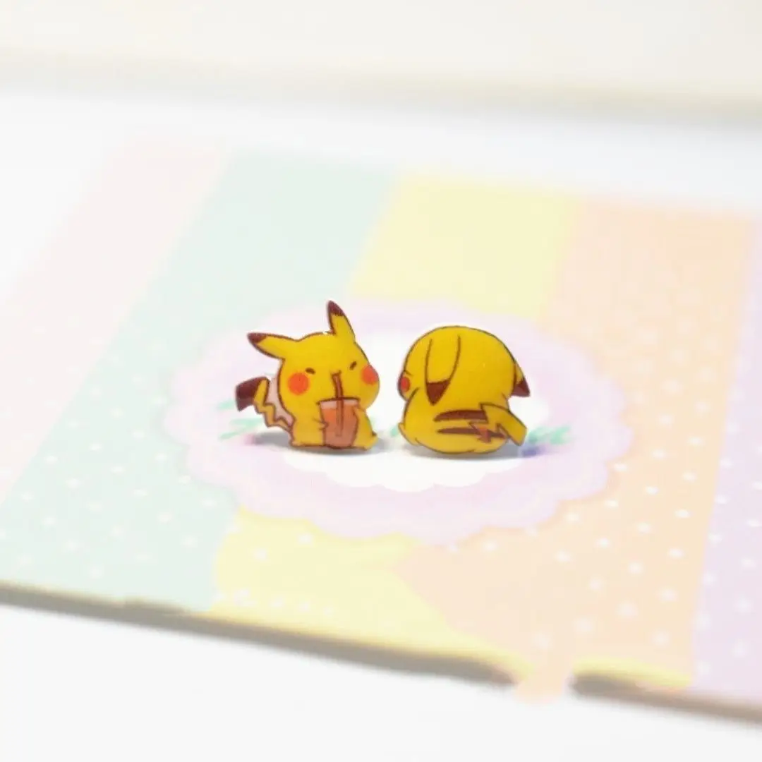 

Anime Pocket Pikachu Ear Studs Anti-Allergy Cute Earrings Peripheral Ornament