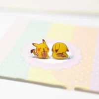 anime pocket pikachu ear studs anti allergy cute earrings peripheral ornament