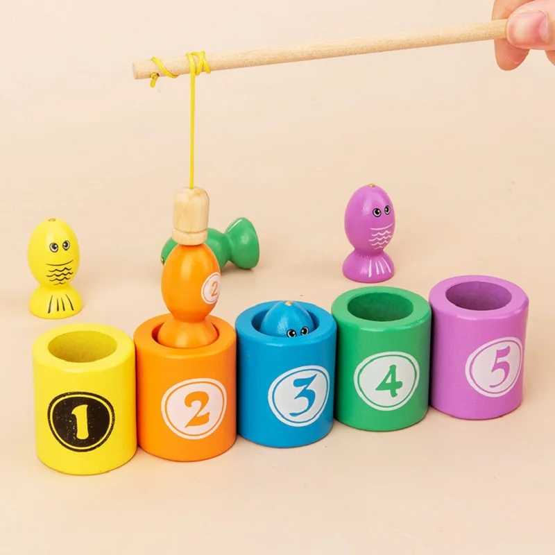 

Magnetic Fishing Game Digital Color Cognition Wooden Toys For Children Montessori Early Learning Educational Game