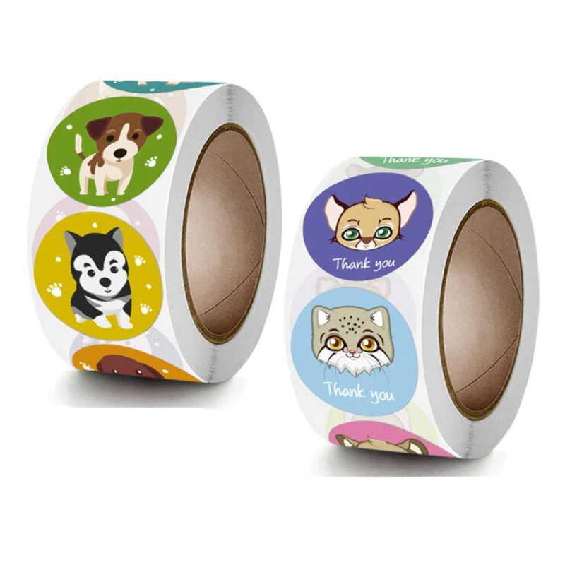 

300PCS Strokes Dogs Praise Sticky Sticker Aesthetic Thank You Labels Sealing Paper Sticker Stationery Decorative Child Scrapbook