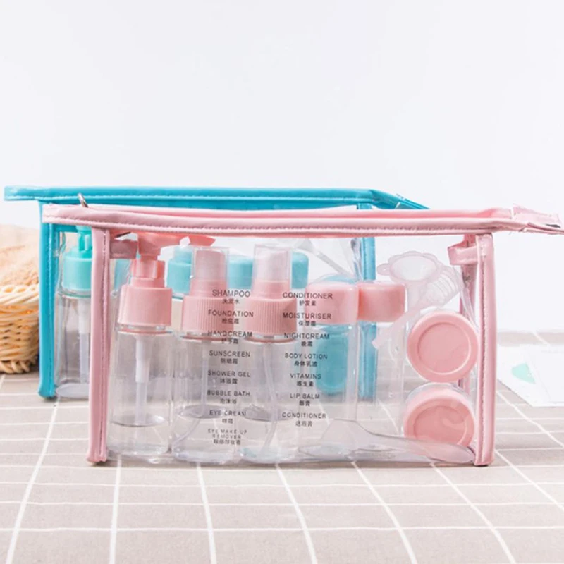 

11Pcs Portable Travel Cosmetics Sub-Bottling PET Spray Lotion Cream Refillable Bottle Empty Liquid Container
