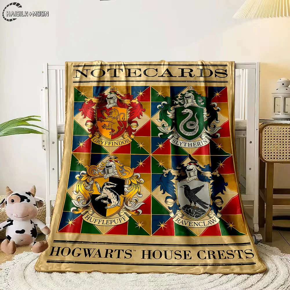 Одеяло с флагом Волшебной школы Гарри Поттера теплое мягкое пушистое для детей и