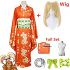 Аниме Супер данганронпа 2 Hiyoko кимоно Сайондзи Косплей Костюм для взрослых женщин оранжевое платье кимоно Одежда для Хэллоуина костум