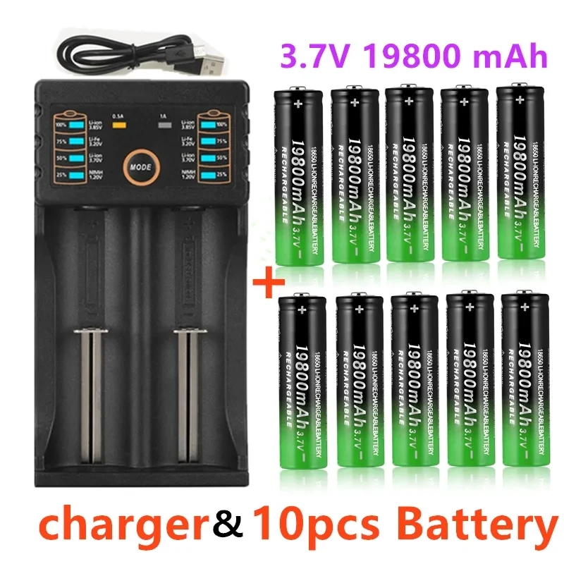 

Free Shipping18650 Lithium Batteries Flashlight 18650 Rechargeable-Battery 3.7V 19800 Mah for Flashlight + USB Charger +Free Del