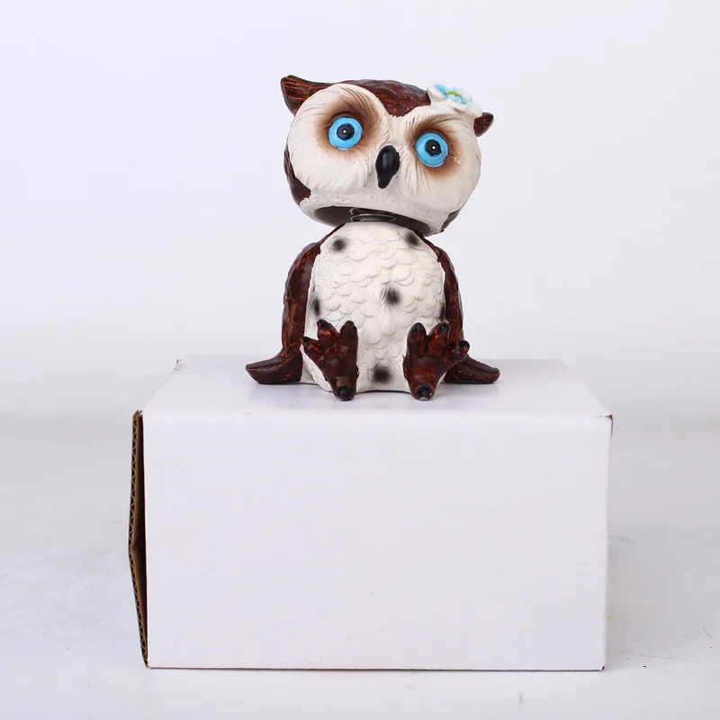 

Lovely Cartoon Shaking Head Owl Figurine Resin Crafts Living Room Desk Accessories Home Decoration Indoor Ornament Birthday Gift
