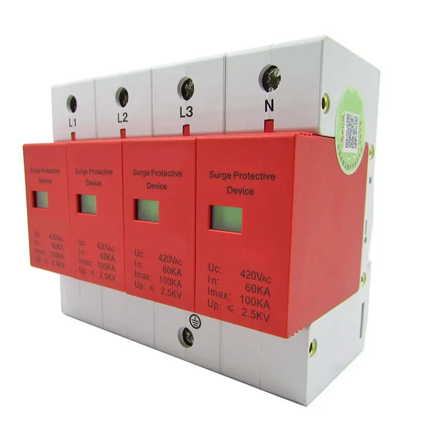 Громовой разрядник 100 кА трехфазный модуль защиты от молния 380 В грозозащитный