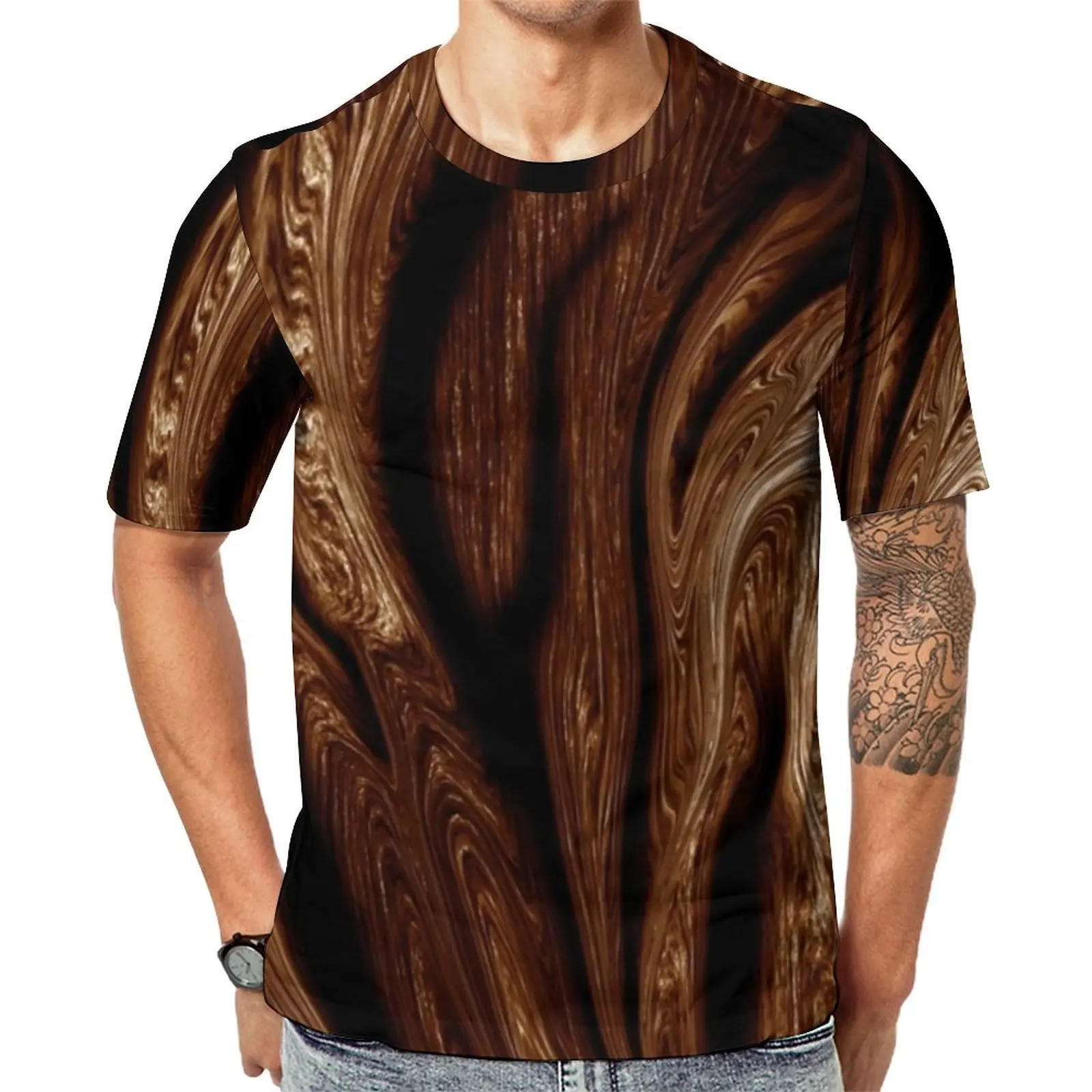 

Футболка мужская с принтом тигра, модная рубашка с круглым вырезом, Эфирное Тропическое животное, дизайнерская одежда премиум-класса, больш...