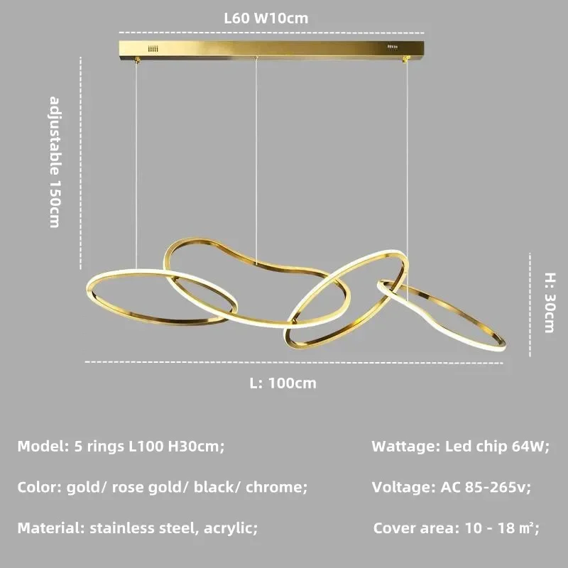 Подвесной светильник SaloEElaitte, сталь, золото, LED