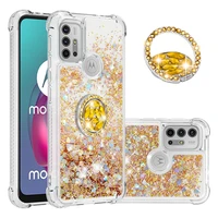 Car Holder Ring Cover Liquid Dynamic Quicksand Glitter Phone Case For Motorola Moto G30 G10 Stylus Power Play Plus Capa