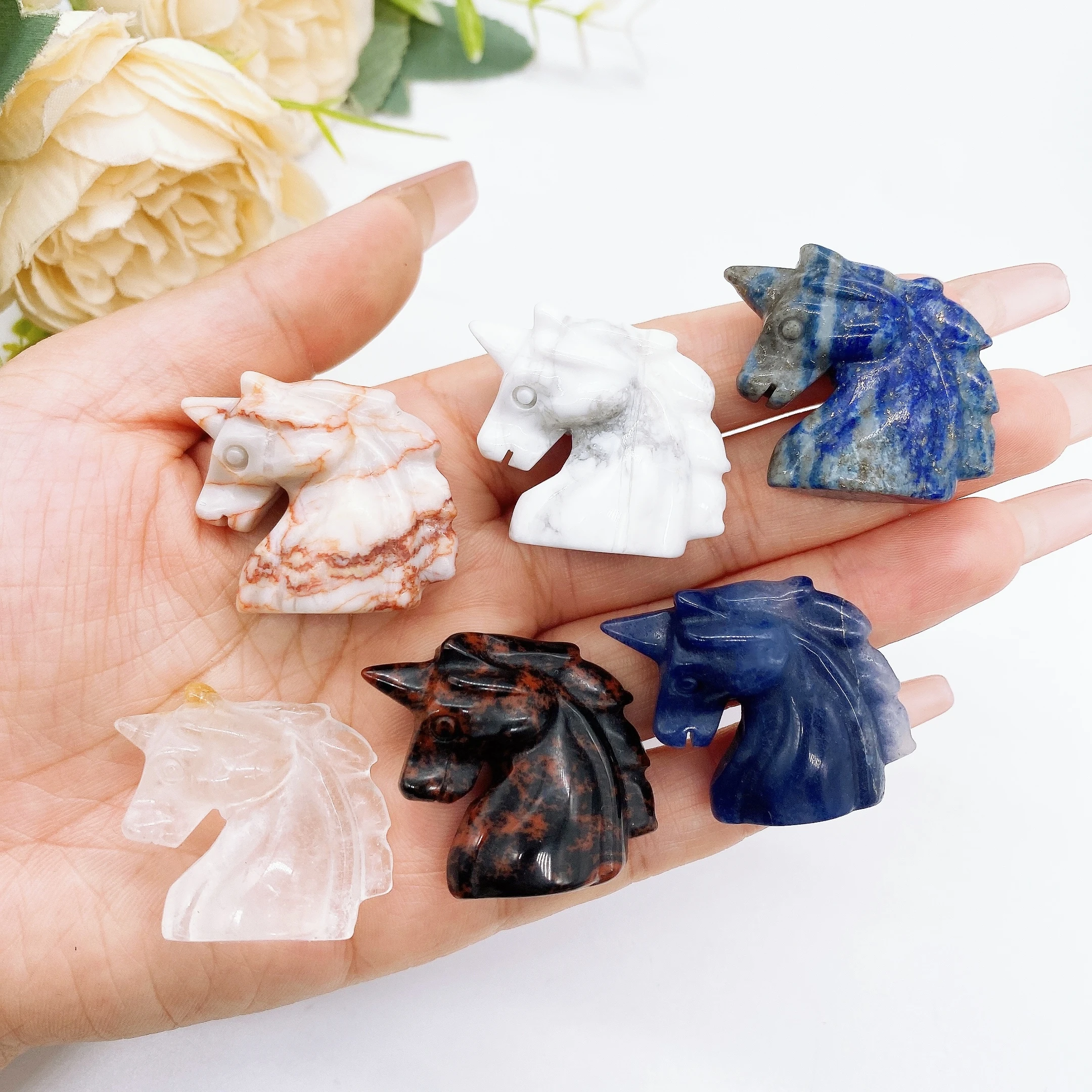 Статуэтка единорога из натурального кристалла резная фигурка животного