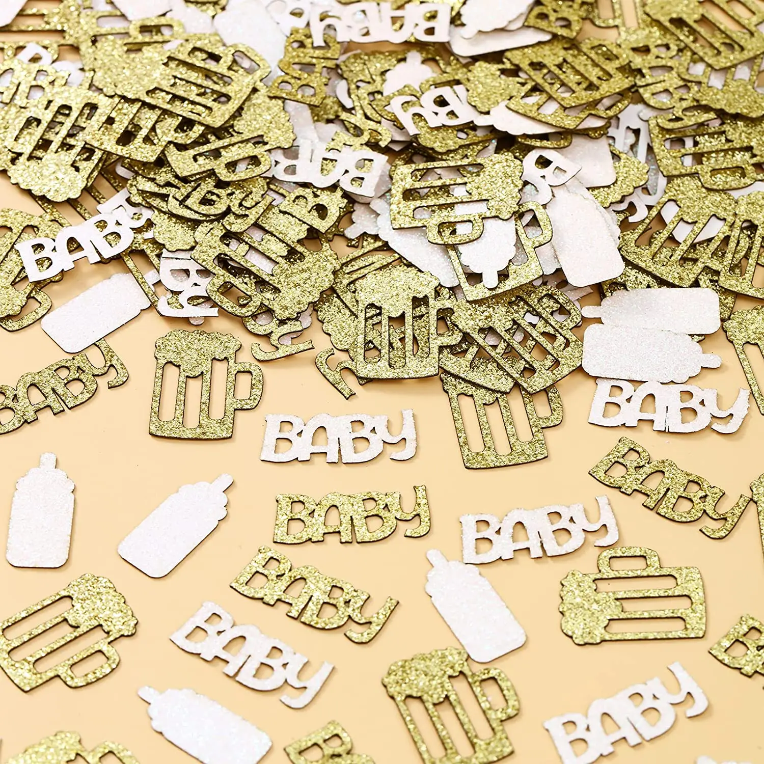 200Pcs A Baby Is Brewing Baby Shower Decorations Glitter Gold Beer Confetti Supplies for Gender Reveal Pregnancy Celebration