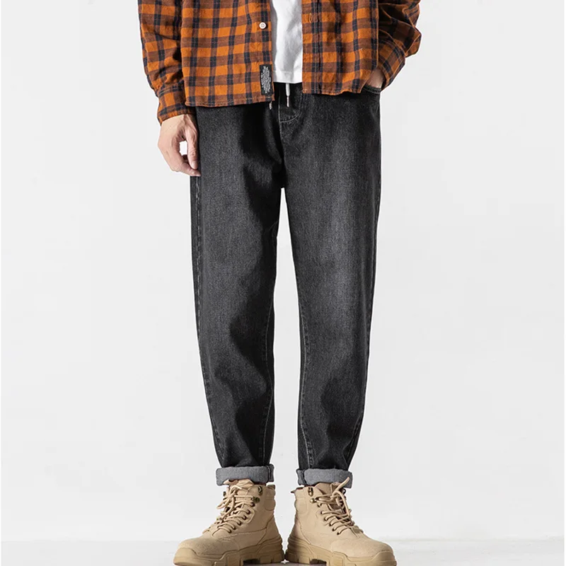 2023 Spring/Summer Ankle Loose Cotton Jeans Men's Street Casual Jogging Jeans Fashion Trend Harem Pants Men's High-End Jeans