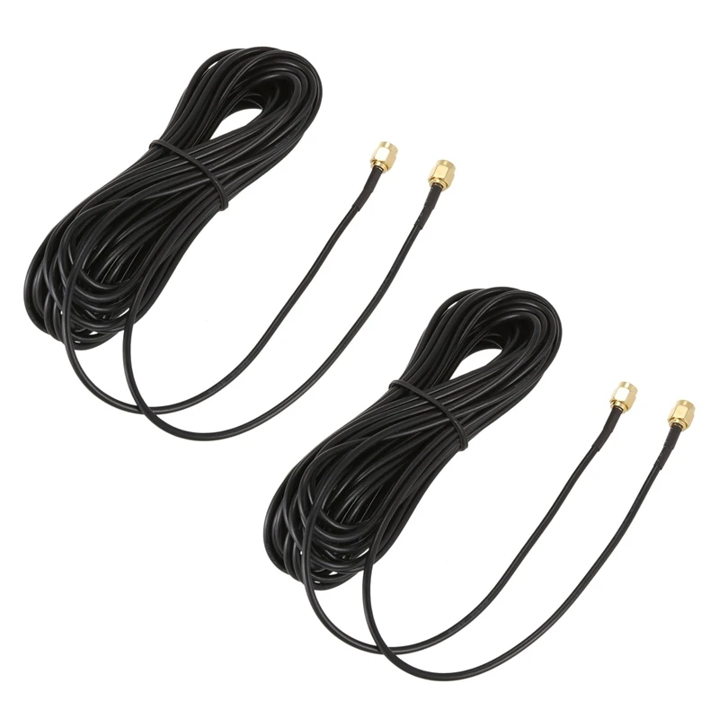 

2X 10M SMA Male To SMA Male M-M Connector RF Coaxial Pigtail RG174 Extension Cable Gold