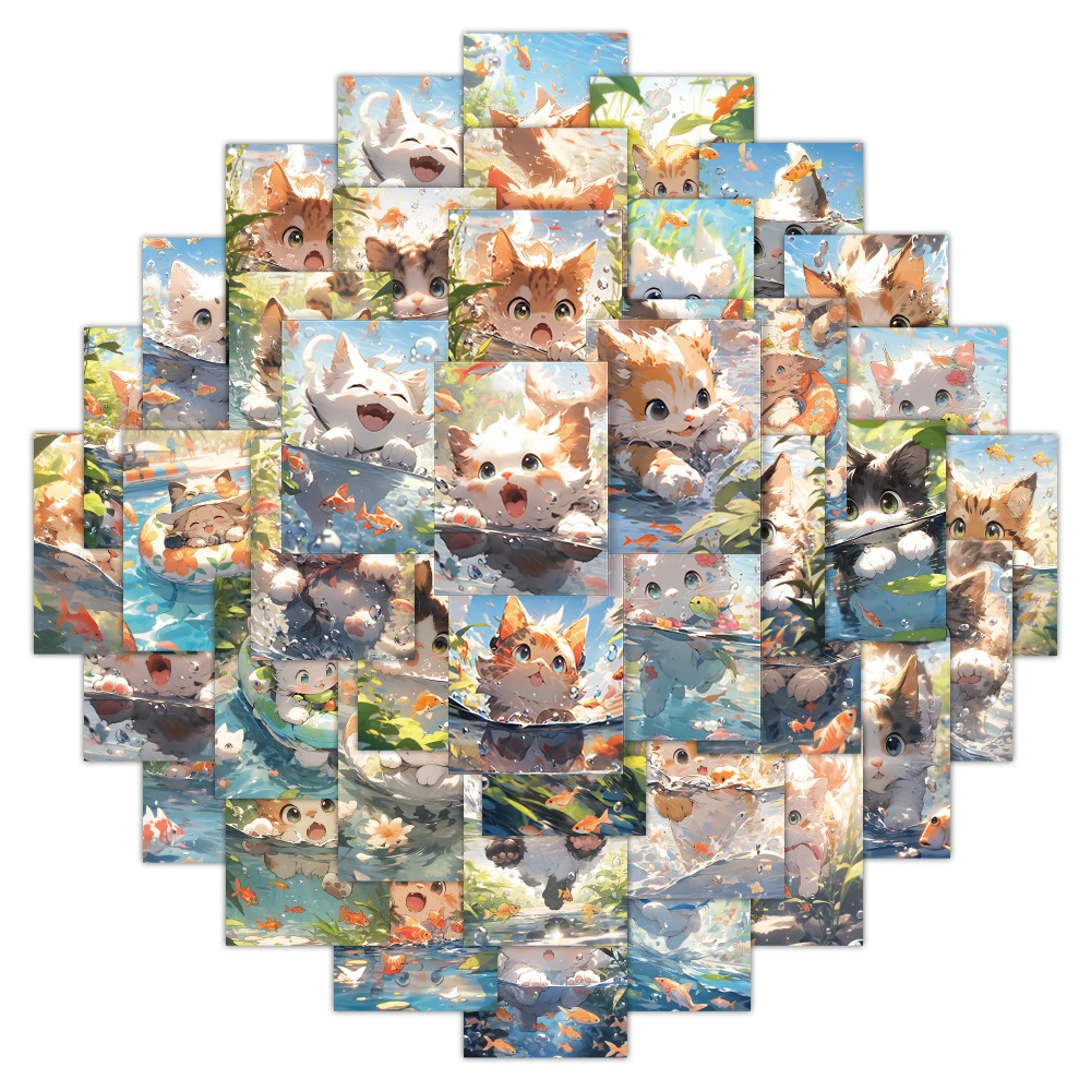 

10/60Pcs Cute Cat Anime Aesthetic Varied Graffiti Stickers DIY Scrapbooking Notabook Phone Skateboard Backpack Decoration Decals