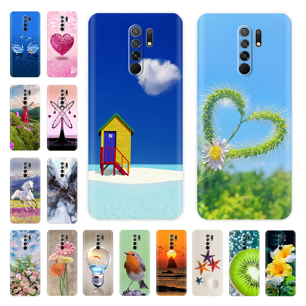 Чехол для телефона Redmi 9 чехол Xiaomi прозрачный модный узор мягкий силиконовый