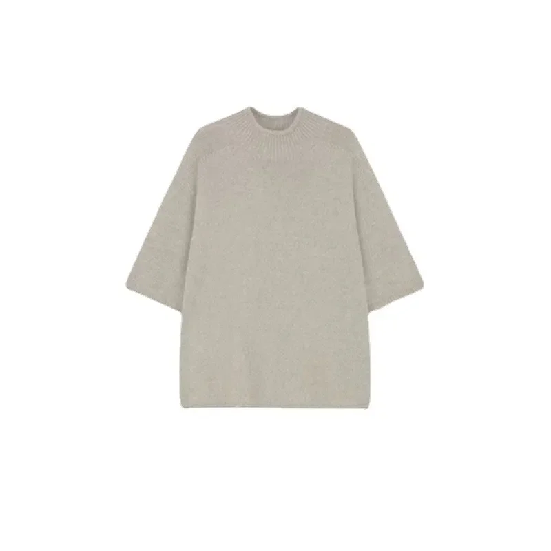 Mo * I @-Женский свитер с высоким воротником однотонный цельная шерсть коротким