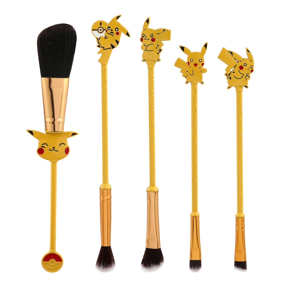 

5pcs/set Cartoon Pokemon Pikachu Makeup Brushes Set Cosmetic Powder Foundation Blush Beauty Make Up Tools Kawaii Toy Girl Gifts