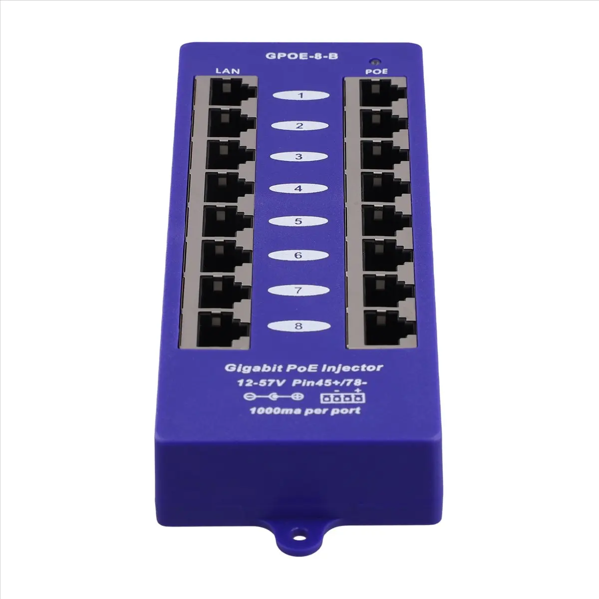 Фото 【Инжектор Power over Ethernet】 Новый 802.3af Mid-Span PoE инжектор, режим B(4/5+,7/8-), пассивный гигабитный 8-портовый PoE инжектор для UBNT №4