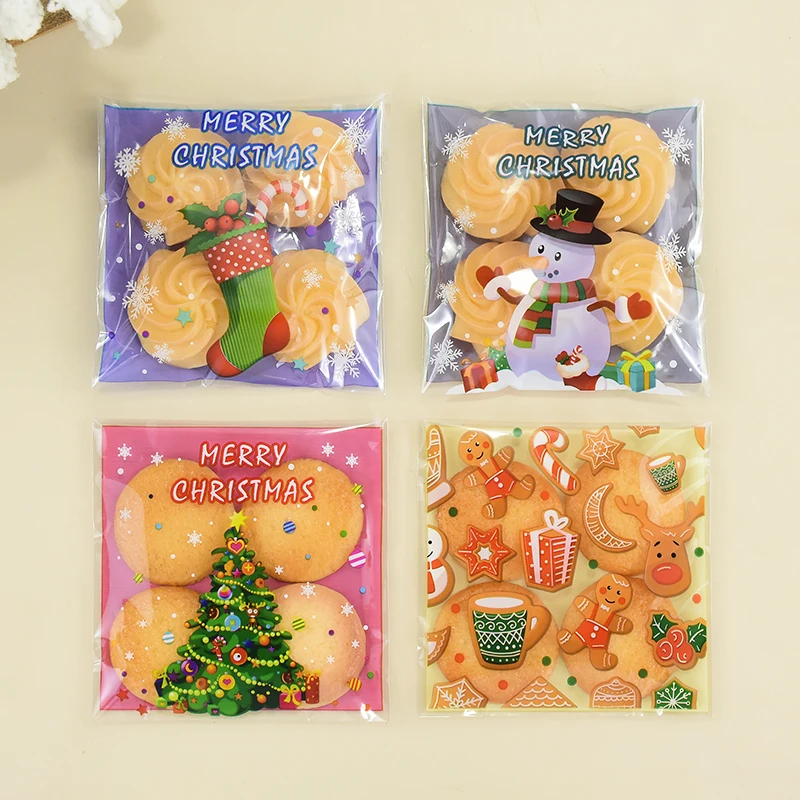 Рождественские пластиковые пакеты для печенья сумка конфет и шоколада носки с
