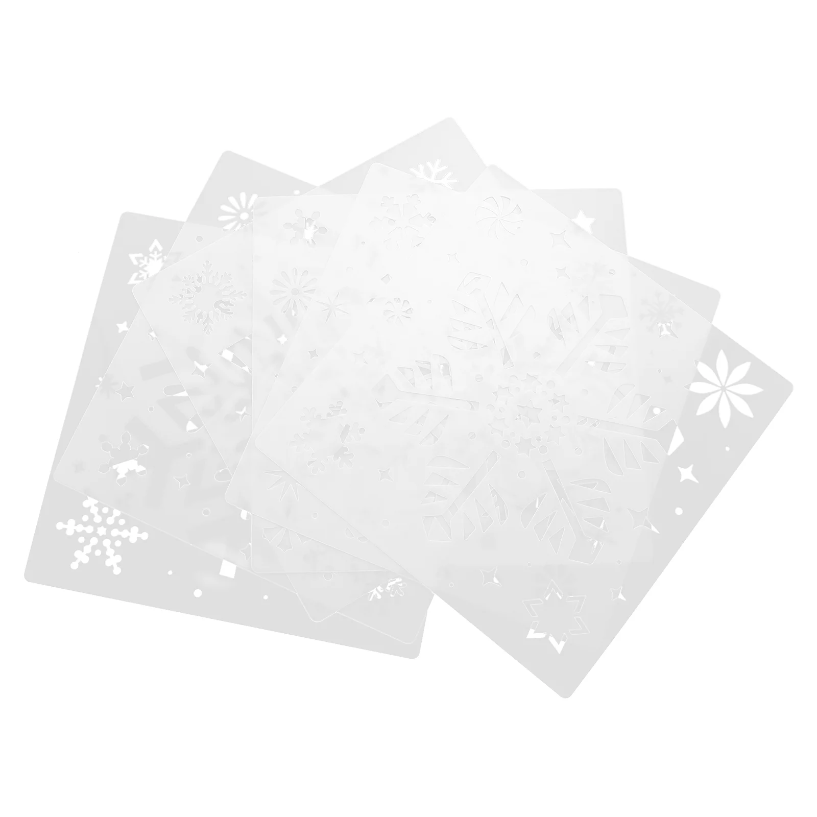

6 Pcs Painting Template Christmas Snowflake Mold Spraying Plastic Stencils Reusable Crafts Drawing Hollow Templates