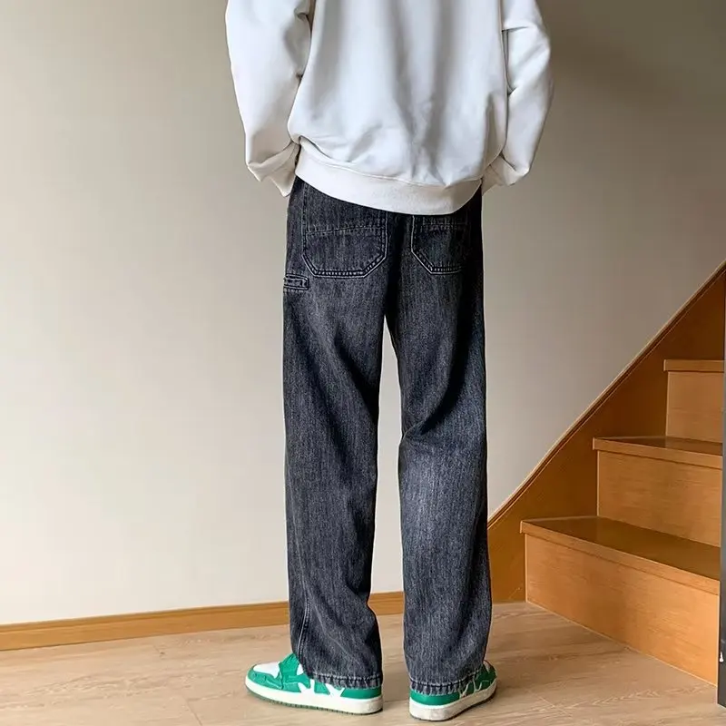 2023 Vintage Harajuku Streetwear Fashion Wide Leg Pants Pantalon Homme Denim Trousers Men Classic Casual Baggy Jeans Men Basic
