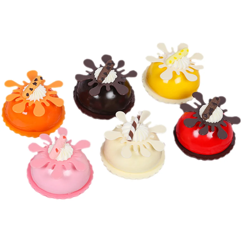 

6pcs Realistic Mousse Cake Props Fake Mousse Cake Ornament Cake Photo Props