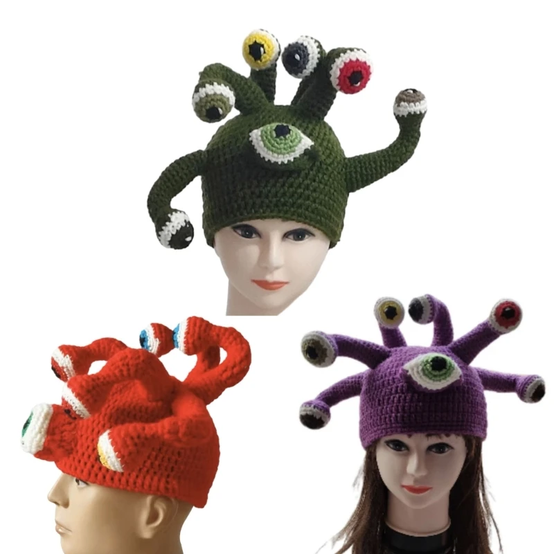 SummerBeach Photo Hat Selfie Beanie Headwear Y2K Girls Handcrochet Octopus Hat