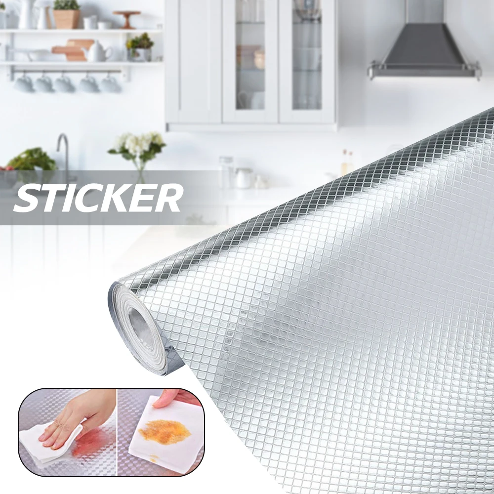

40cmx5m Kitchen Oil-proof Waterproof Stickers Aluminum Foil Self Adhesive Wall Sticker DIY Wallpaper For Kitchen Accessories