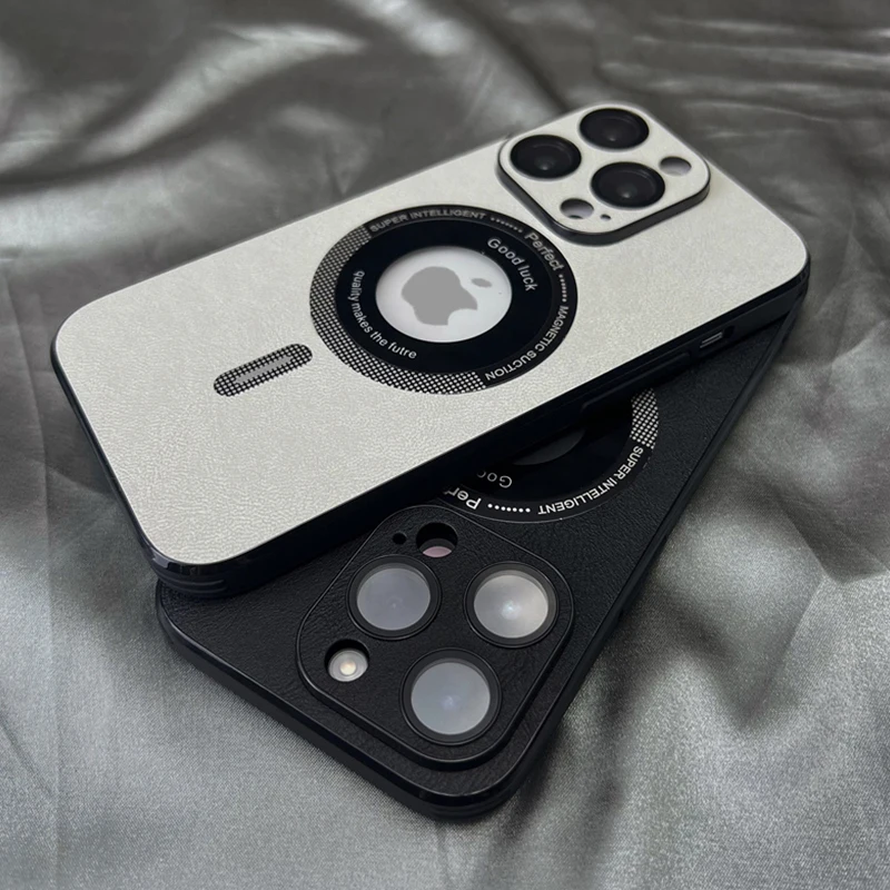 

Luxury For Magsafe Wireless Charging Leather Texture Case For iPhone 14 13 12 Pro Max Soft Silicone Bumper Shockproof Cover