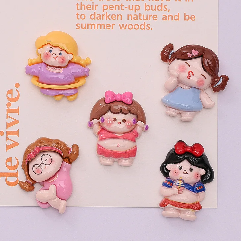 

10Pcs Cute Cartoon Resin Sports Girl Flatback Cabochon Fit Phone Deco Parts Scrapbooking Craft DIY Hair Bows Accessories