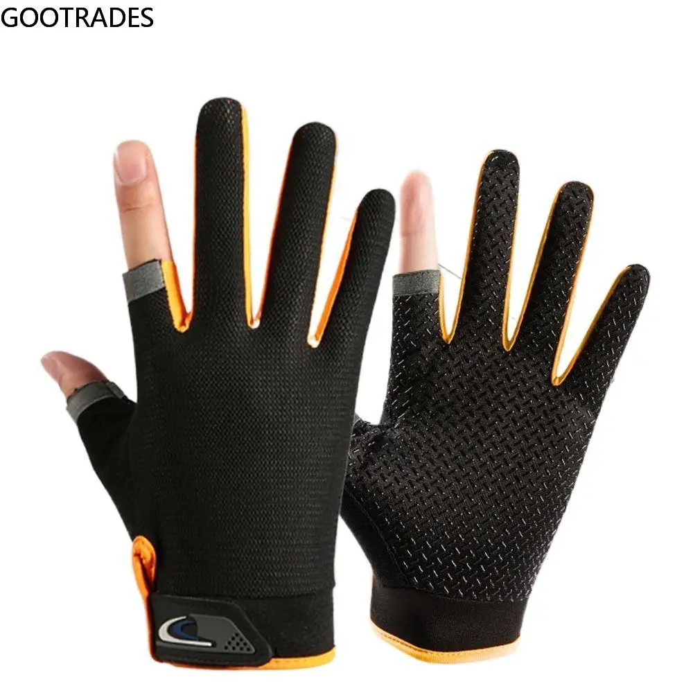 

1Pair Anti-Slip Breathable Fishing Gloves Two Finger Cut Durable Outdoor Sport Fishing Cycling Gloves Pesca Fitness Carp Mitten