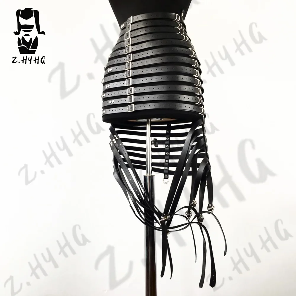 Sex Body Bondage Women Skirt Belt Long Wire Harness PU Leather Fetish Bdsm Belt Strap Bondage Gothic Tight Body Adjustable