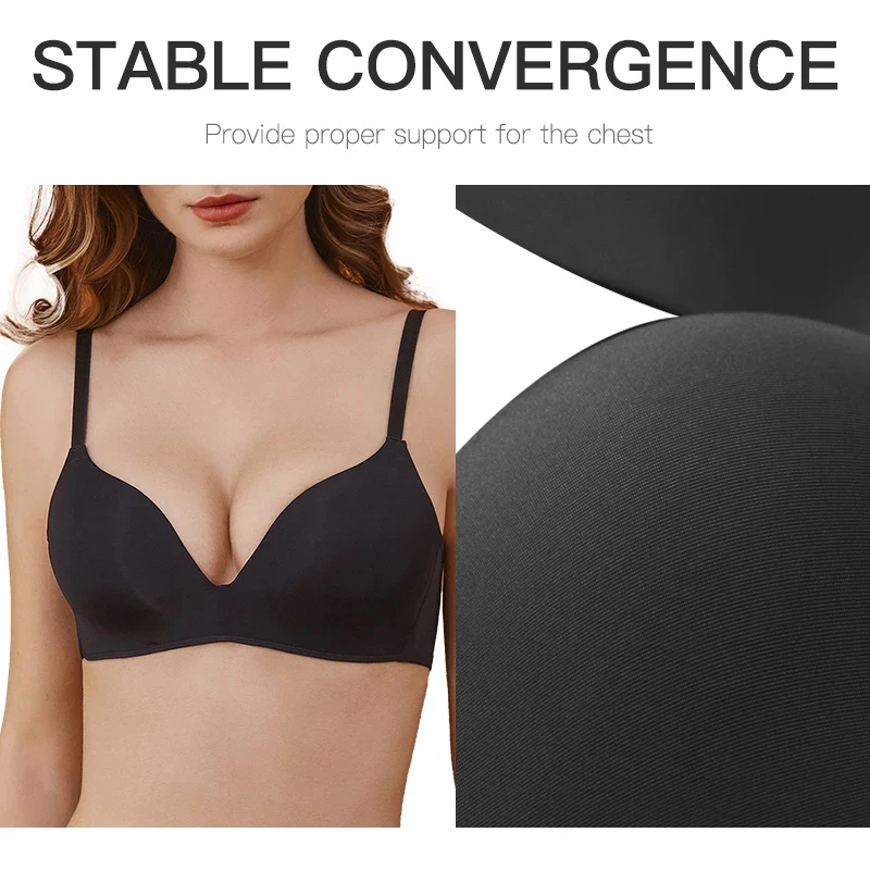 1PCS Seamless No Wire Bra Underwear For Women Sexy Solid Color Three-quarter Cup Breathable Brasiere Girls Gathered Lingerie