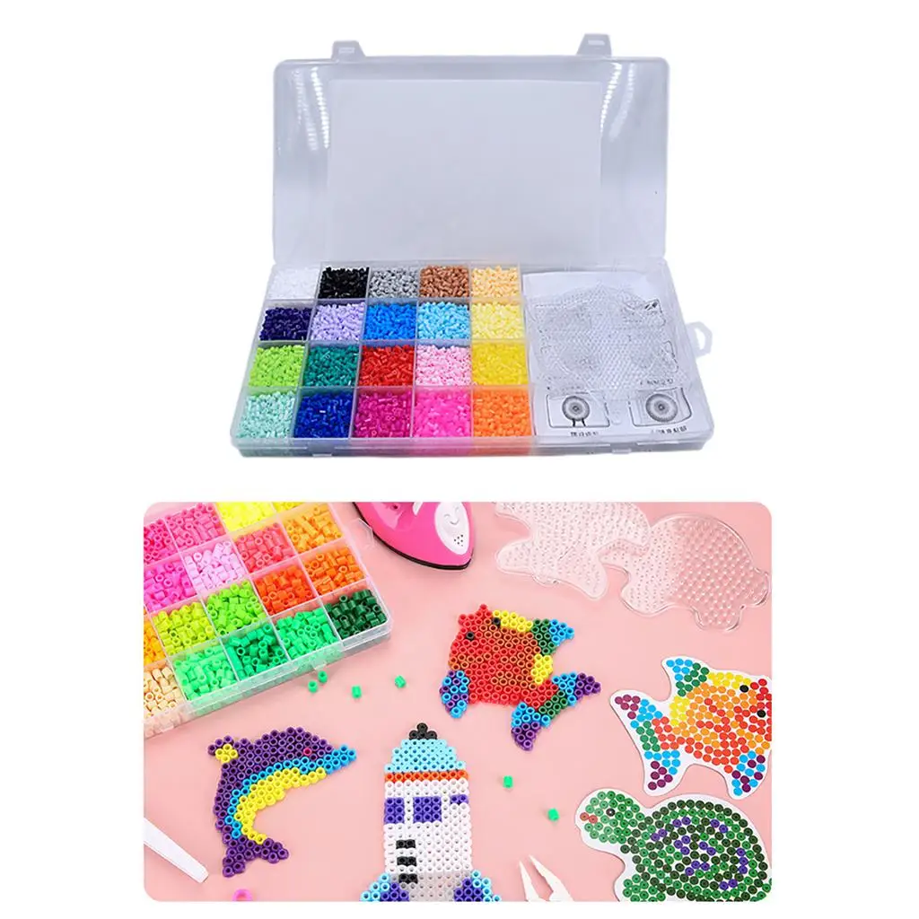 

Colorful with Pegboards Ironing with Box 20 Colors Beads Kit Bead Iron Beads for Kids Adults