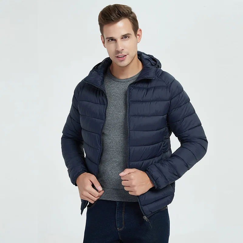 High Quality Men's Hooded Down Cotton Jacket Waterproof Lightweight Winter Warm Quilted Coat Slim Fit Fashion New Spring Autumn